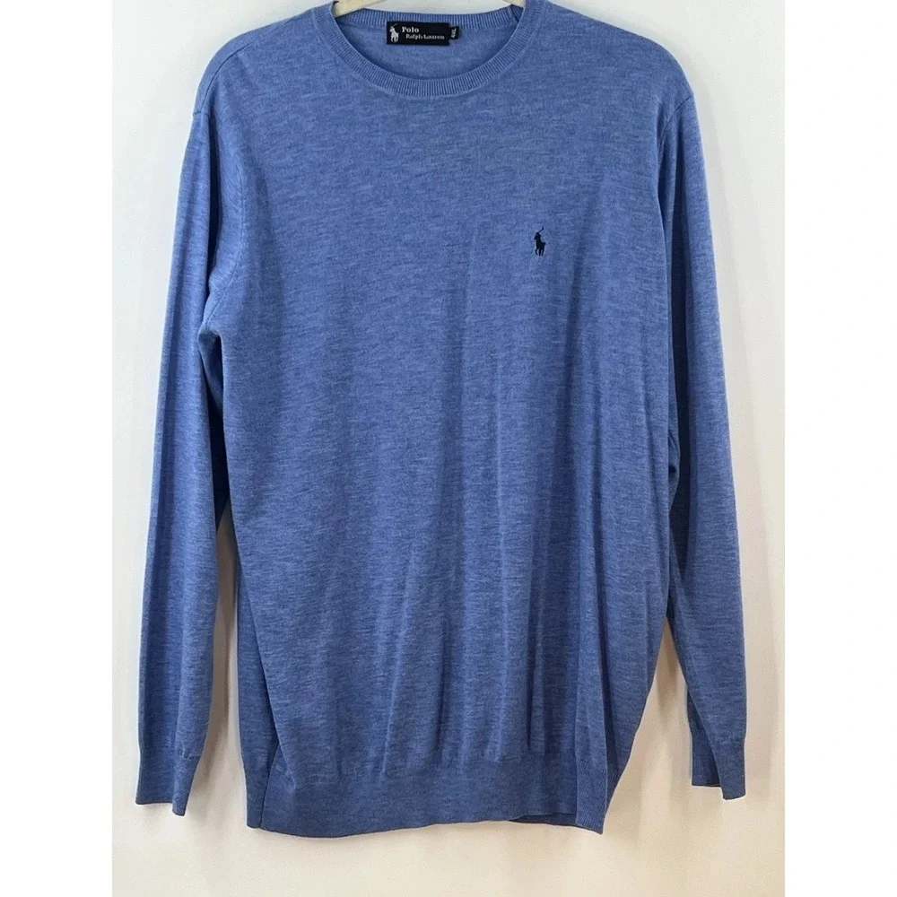 Polo Ralph Lauren Old Money Crewneck Sweater Mens 4XL Blue Wool Cashmere Preppy